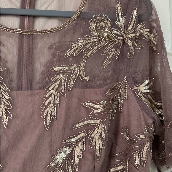 NWT Papell Boutique Womens Short Sleeve Beaded Evening Gown - Stone - Picture 6 of 16